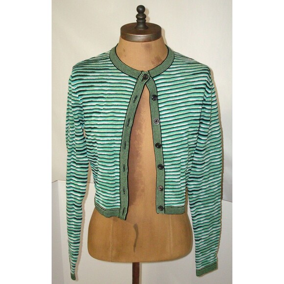 New NWT Womens Worth New York Designer Cardigan Sweater XS Green Blue White Blac